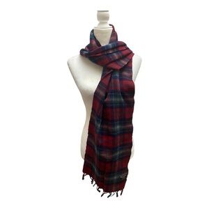 Abercrombie Fitch Unisex Tartan Red Plaid Winter Scarf Y2k Snow Days Preppy